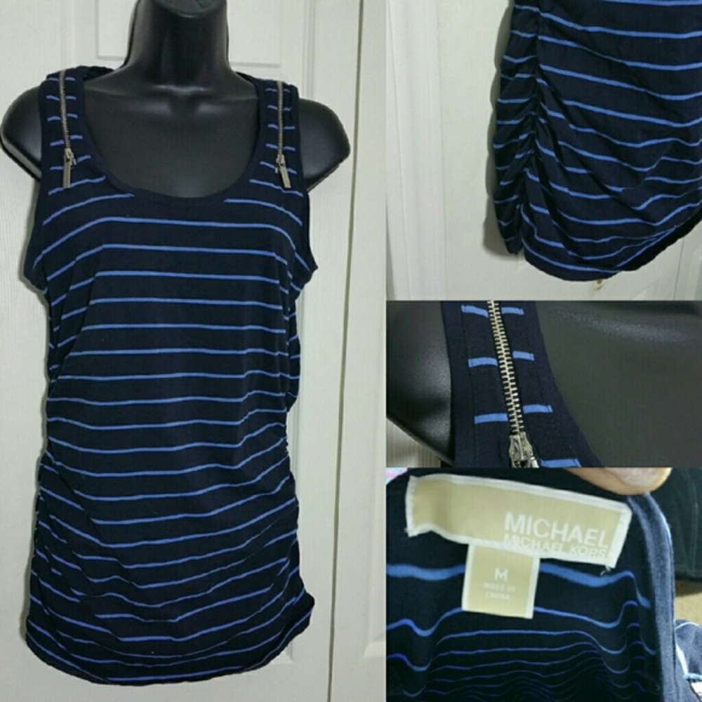 Michael Kors striped zipper ruch tank top  SOLD